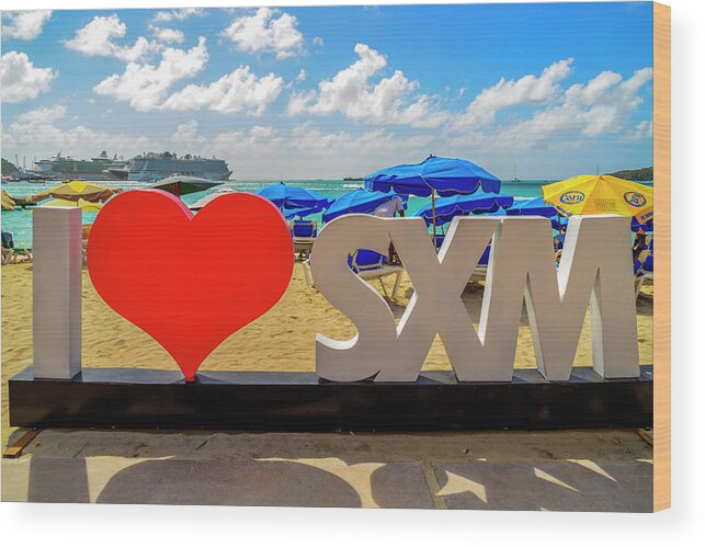 Cruise Wood Print featuring the photograph I love St. Maarten by AE Jones