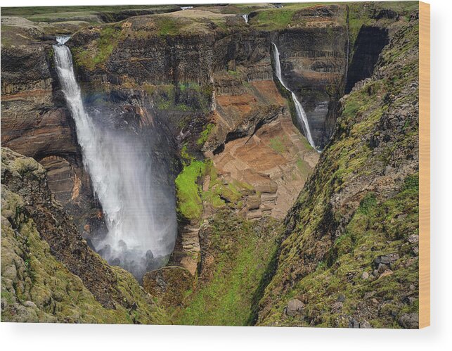Iceland Wood Print featuring the photograph Iceland - Haifoss by Olivier Parent