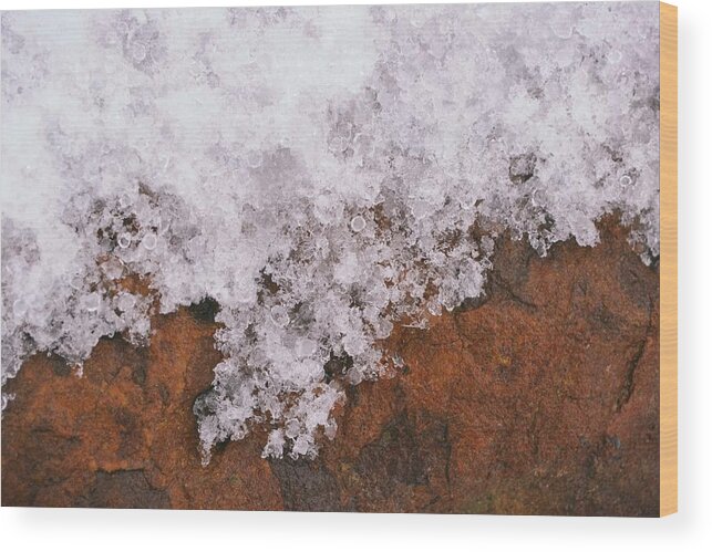 Rock Wood Print featuring the photograph The Edge of Ice Up Close by Gaby Ethington