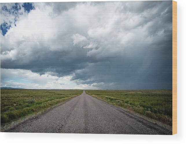 Storm Wood Print featuring the photograph Idaho Stormy Road by Wesley Aston