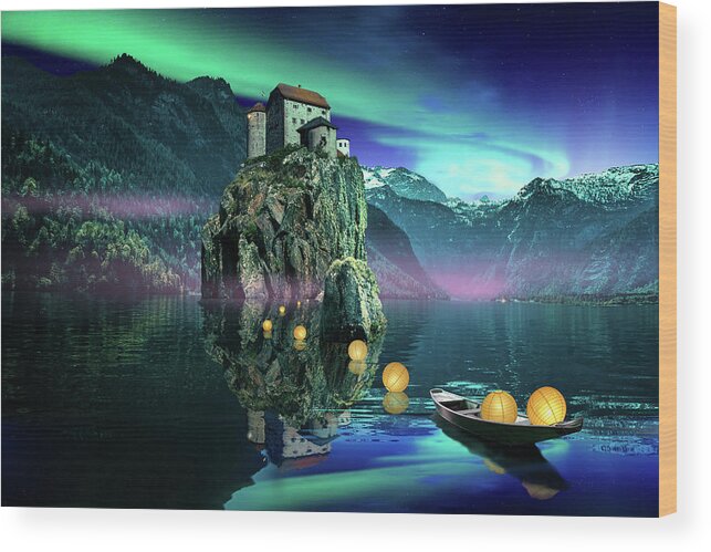 Fantasy Wood Print featuring the digital art Illuminated Aurora by RC Studio