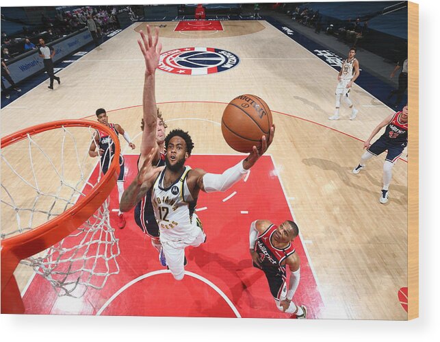 Oshae Brissett Wood Print featuring the photograph Indiana Pacers v Washington Wizards by Stephen Gosling