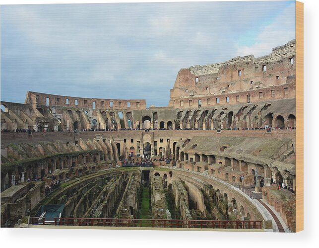 Colesseum Wood Print featuring the photograph Inside the Colosseum by Regina Muscarella