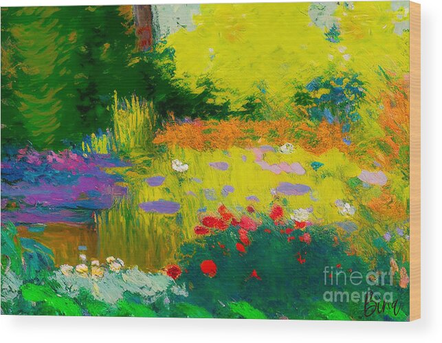 Gardens Wood Print featuring the mixed media Inspired by Monet by Binka Kirova