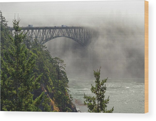Deception Pass Wood Print featuring the photograph Into The Mist by Michael Rauwolf