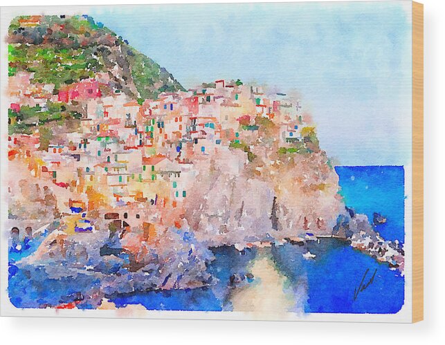 Italy Wood Print featuring the painting Italy - original watercolor by Vart. by Vart