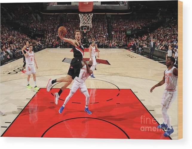 Nba Pro Basketball Wood Print featuring the photograph Jake Layman by Cameron Browne