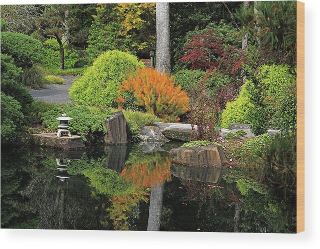 Japanese Gardens Wood Print featuring the photograph Japanese Gardens 8 by Richard Krebs