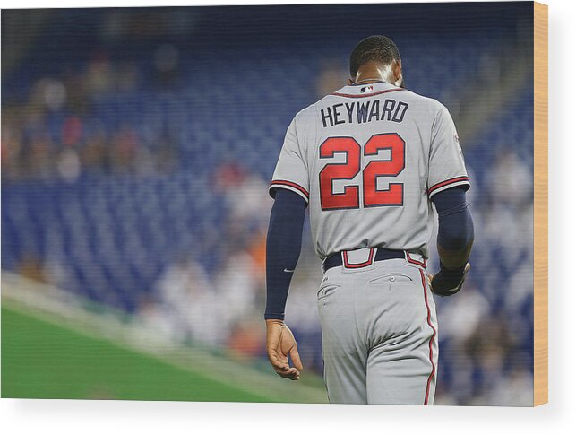 American League Baseball Wood Print featuring the photograph Jason Heyward by Mike Ehrmann