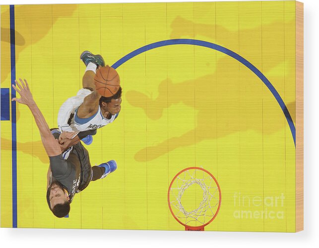 Nba Pro Basketball Wood Print featuring the photograph Javale Mcgee and Andrew Wiggins by Andrew D. Bernstein