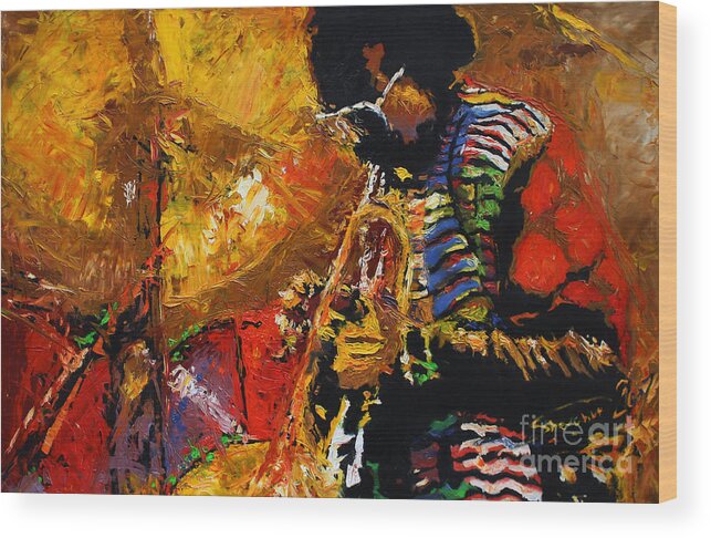 Jazz Wood Print featuring the painting Jazz Miles Davis 3 by Yuriy Shevchuk