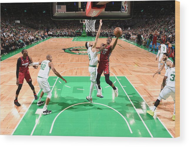 Playoffs Wood Print featuring the photograph Jimmy Butler and Derrick White by Brian Babineau