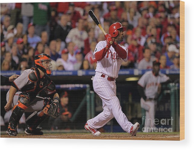Playoffs Wood Print featuring the photograph Jimmy Rollins by Doug Pensinger