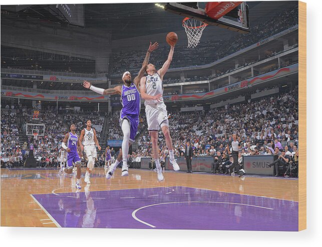 Nba Pro Basketball Wood Print featuring the photograph Joe Ingles and Willie Cauley-stein by Rocky Widner