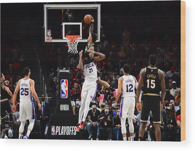 John Collins Wood Print featuring the photograph John Collins and Joel Embiid by Scott Cunningham