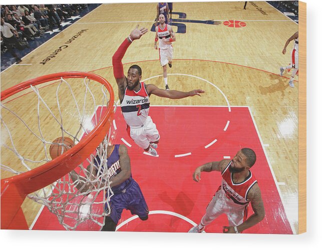 Nba Pro Basketball Wood Print featuring the photograph John Wall and Eric Bledsoe by Ned Dishman