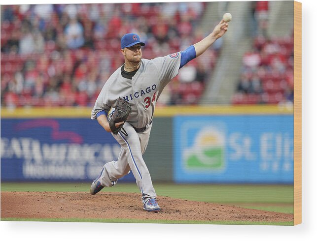 Great American Ball Park Wood Print featuring the photograph Jon Lester by Andy Lyons
