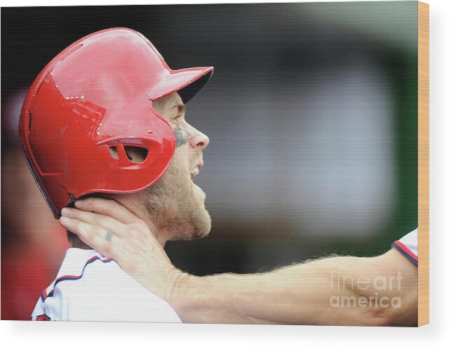 People Wood Print featuring the photograph Jonathan Papelbon and Bryce Harper by Greg Fiume