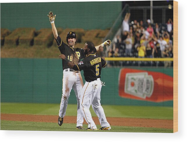 Ninth Inning Wood Print featuring the photograph Josh Harrison and Neil Walker by Justin K. Aller