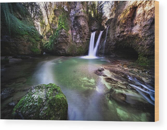 Waterfall Wood Print featuring the photograph Jungle paradise by Dominique Dubied