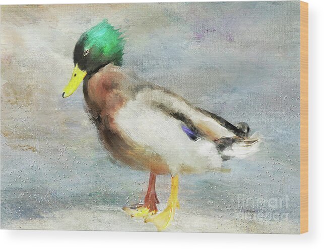 Animal Wood Print featuring the digital art Just Ducky by Lois Bryan