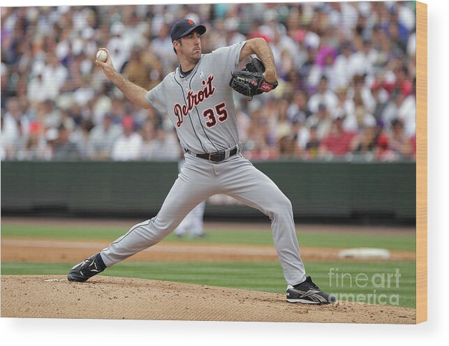Working Wood Print featuring the photograph Justin Verlander by Doug Pensinger