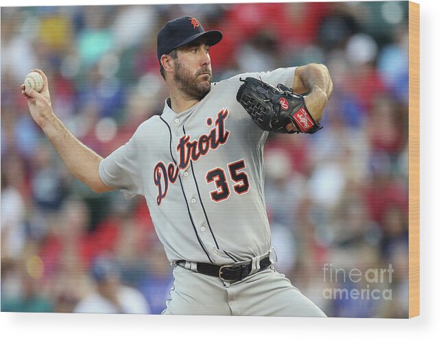 Second Inning Wood Print featuring the photograph Justin Verlander by Ronald Martinez