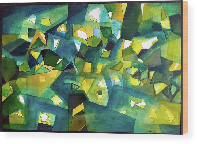 Crystals Wood Print featuring the painting Kaleidoscope by Carolina Prieto Moreno