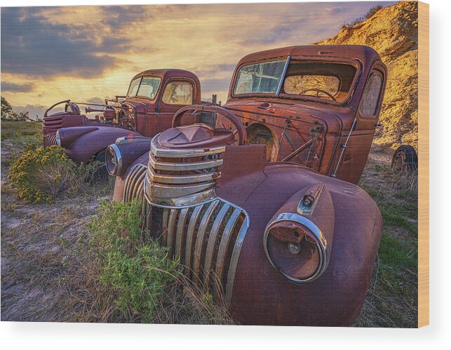 Old Cars Wood Print featuring the photograph Kansas Classics by Darren White