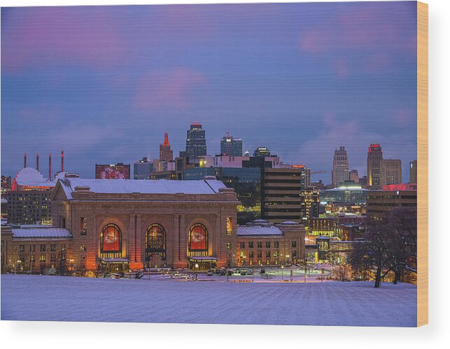 Kansas City Wood Print featuring the photograph KC Skyline Chiefs Red ii by Ryan Heffron