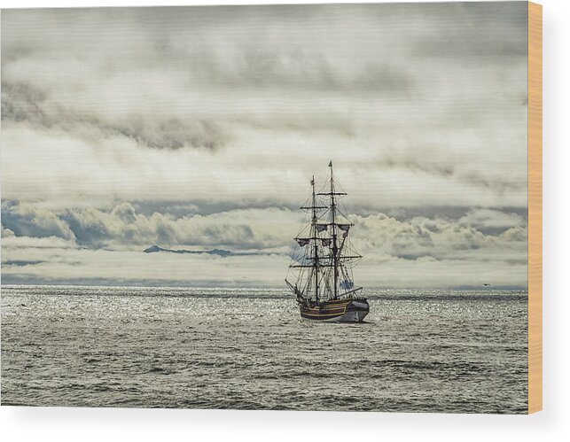 Tall Ship Wood Print featuring the photograph Keep a Weather Eye on the Horizon by Lindsay Thomson