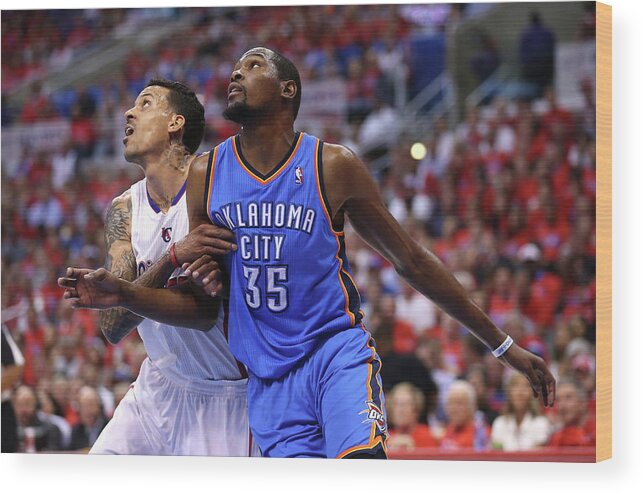 Playoffs Wood Print featuring the photograph Kevin Durant and Matt Barnes by Stephen Dunn