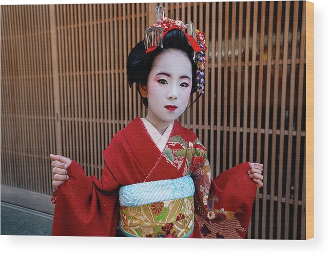Yancho Sabev Photography Wood Print featuring the photograph Kimono Girl #2 by Yancho Sabev Art