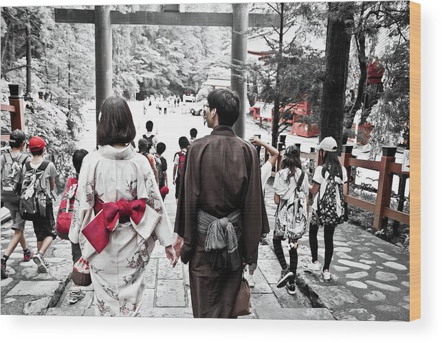Japan Wood Print featuring the photograph Kimono in Nikko. Japan by Lie Yim