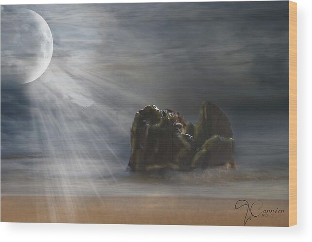Background Wood Print featuring the photograph Kirk Park Moon by Evie Carrier