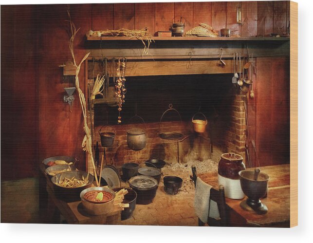 Chef Art Wood Print featuring the photograph Kitchen - Living the rural life by Mike Savad