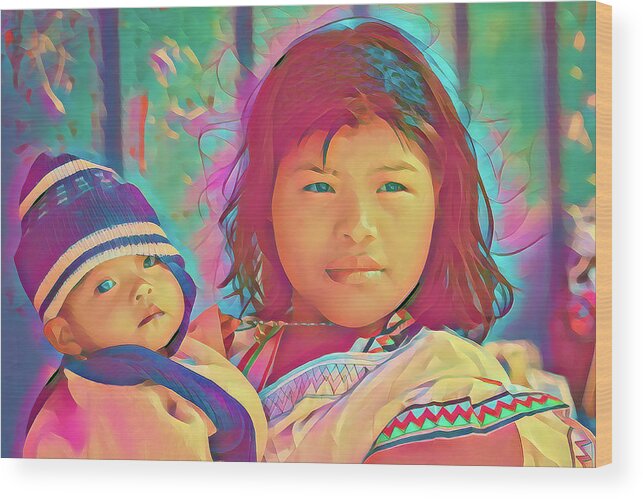 Boquete Wood Print featuring the photograph Kuna Yala - Mother and child by Tatiana Travelways