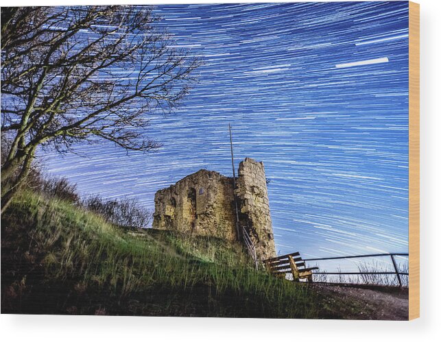 Star Wood Print featuring the photograph Kunitzburg Star Trails - South by Ryan Ketterer