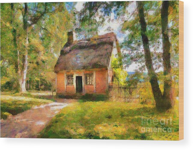 Cottage Wood Print featuring the mixed media La Maison Acadienne by Eva Lechner