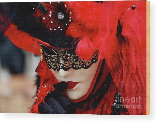 Paris Wood Print featuring the photograph Lady in Red by Wilko van de Kamp Fine Photo Art