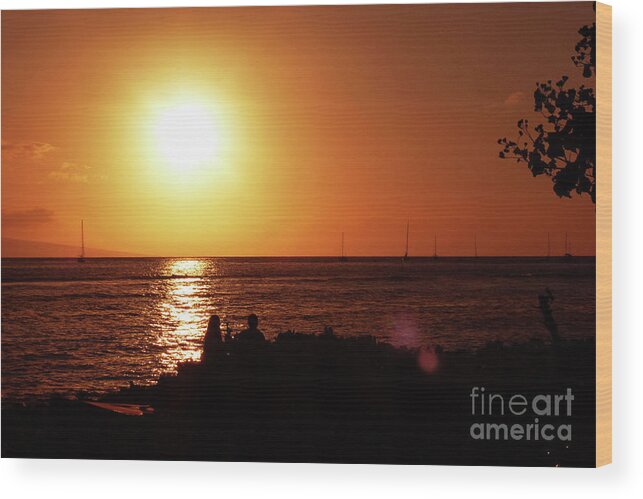 Photography Wood Print featuring the photograph Lahaina Sunset 001 by Stephanie Gambini