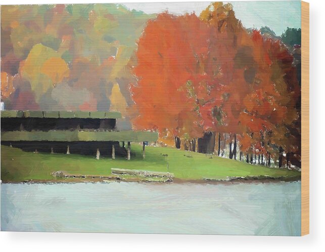 Lake Wood Print featuring the mixed media Lake Arthur Shoreline by Christopher Reed