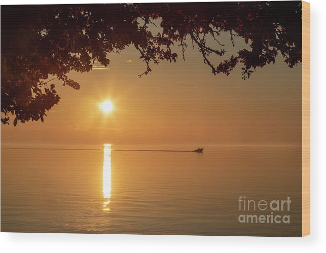 Boat Wood Print featuring the photograph Lake St. Clair by Jim West
