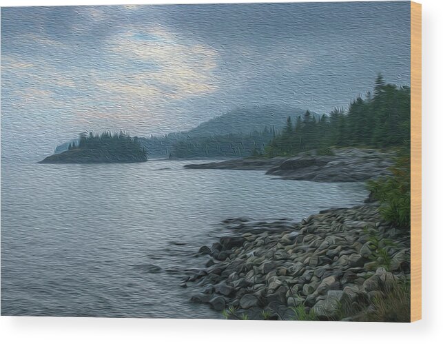 Mist Wood Print featuring the photograph Early Morning on Lake Superior by Robert Carter