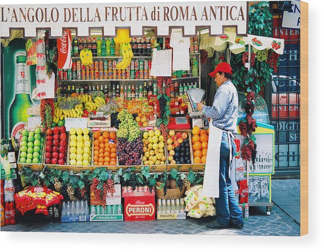 Italy Wood Print featuring the photograph L'Angolo Della Frutta by Claude Taylor