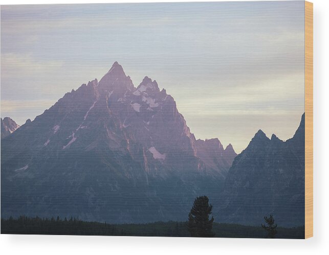 Mountain Wood Print featuring the photograph Last bit of Teton light by Go and Flow Photos