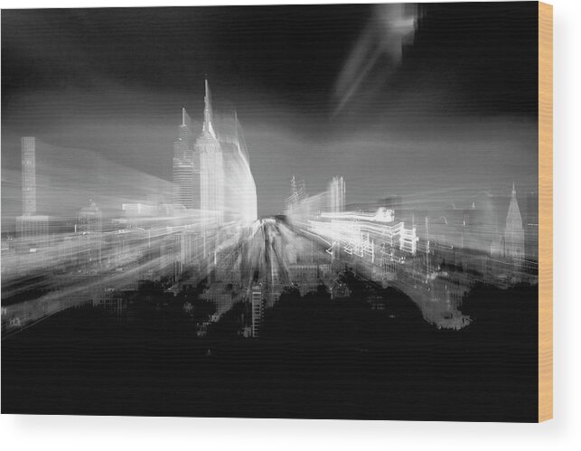 Nyc Wood Print featuring the photograph Last Light over the City by Alina Oswald