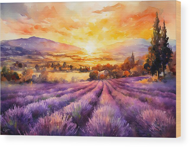 Lavender Wood Print featuring the painting Lavender Sway - Lavender Art - Lavender Expressionist by Lourry Legarde