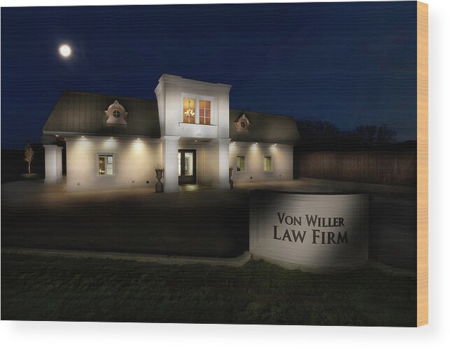 Law Wood Print featuring the photograph Law Office Lightpainting by Steve Templeton
