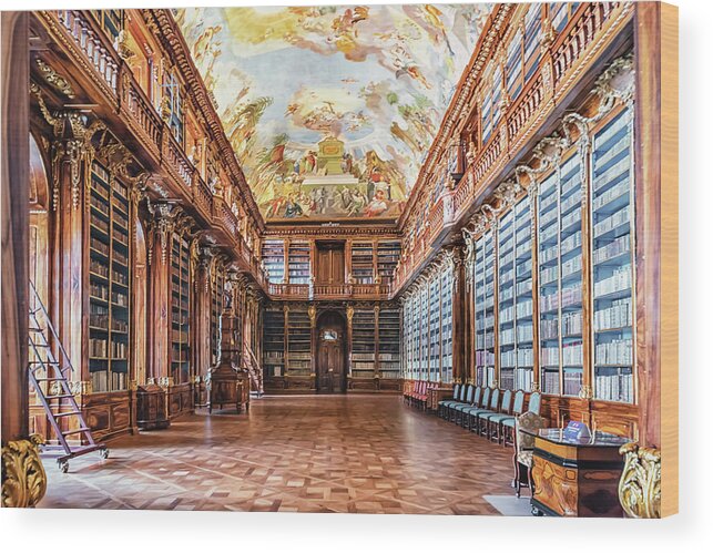 Ancient Wood Print featuring the photograph Library of the Strahov Monastery by Manjik Pictures